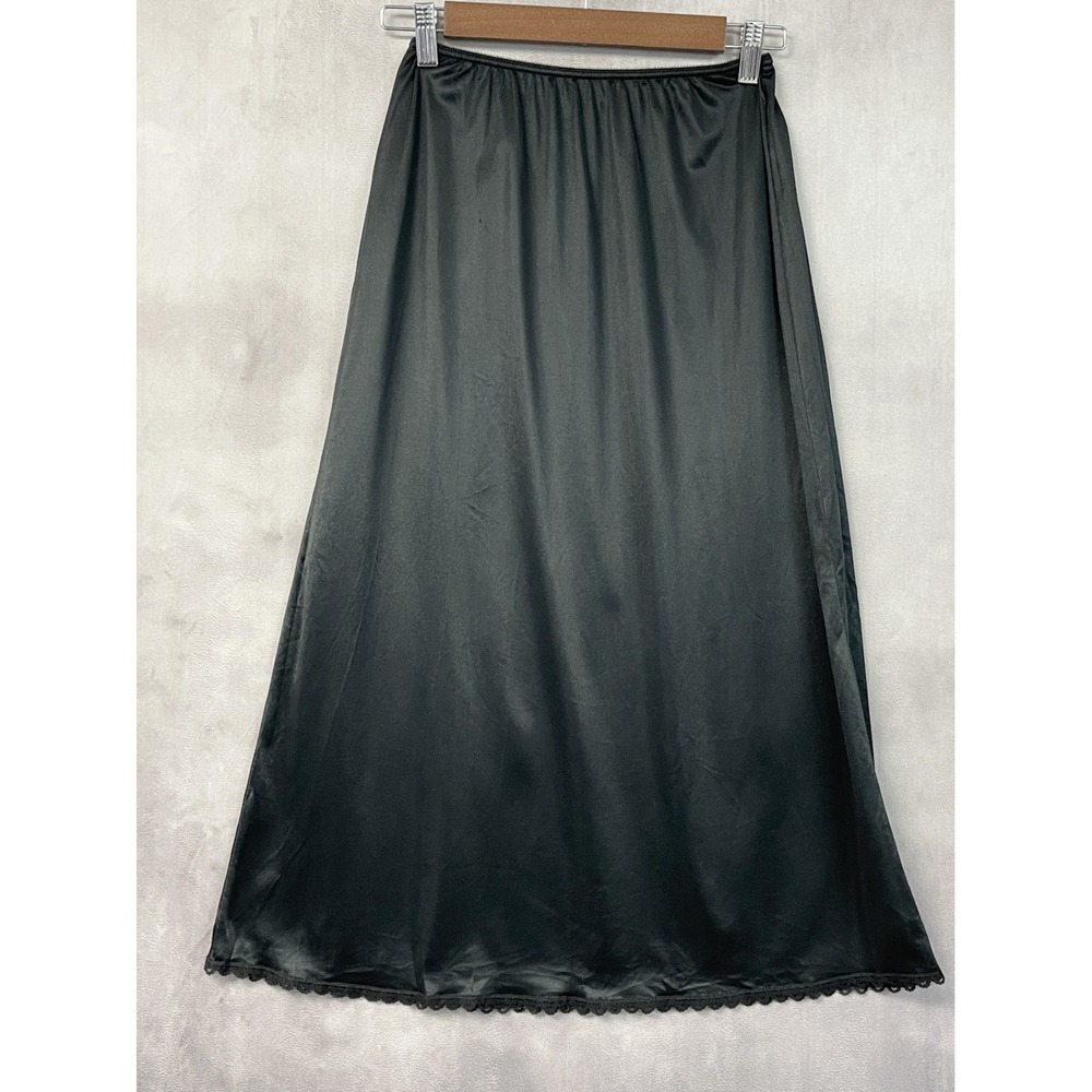 Adonna Womens Slip Skirt Size M Black Lace Trim Coquette Balletcore Boudoir 3831